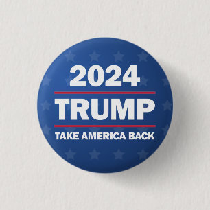 Bóton Redondo 2.54cm Botão Trump 2024 Take America Back