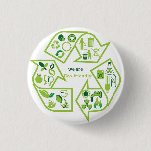 Bóton Redondo 2.54cm Botão verde ambiental eco-amigável do reciclar