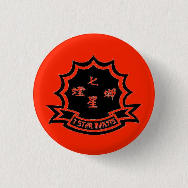 Bóton Redondo 2.54cm Botão vermelho de 7 louvas-a-deus da estrela (Frente)