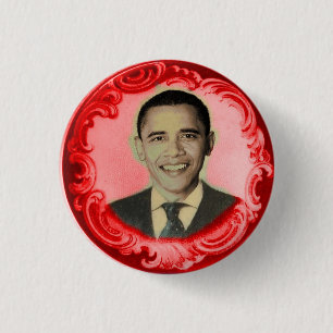 Bóton Redondo 2.54cm Botão VERMELHO de Obama