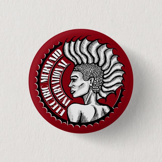 Bóton Redondo 2.54cm Botão vermelho internacional da sereia elétrica (Frente)