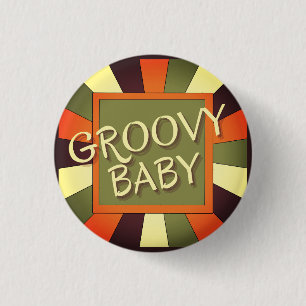 Bóton Redondo 2.54cm Botão Vintage Retro Groovy Baby