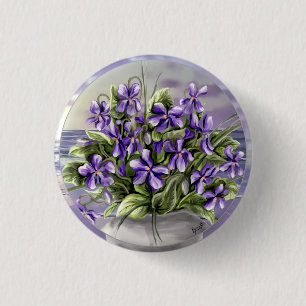 Bóton Redondo 2.54cm Botão Violetas (em boião lua)