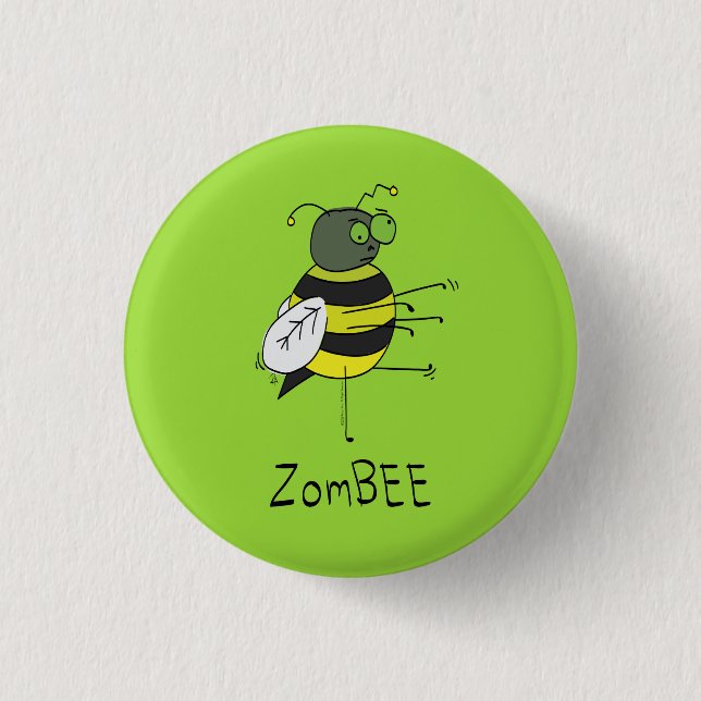 Bóton Redondo 2.54cm Botão ZomBEE Zombie Bee Halloween (Frente)