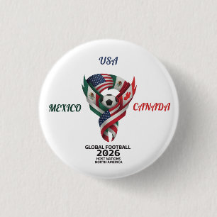 Bóton Redondo 2.54cm Botões de Fã de Futebol Tri-Nação   México EUA Can