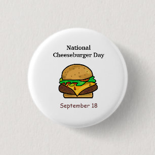 Bóton Redondo 2.54cm Botões do Dia Nacional do Cheeseburger