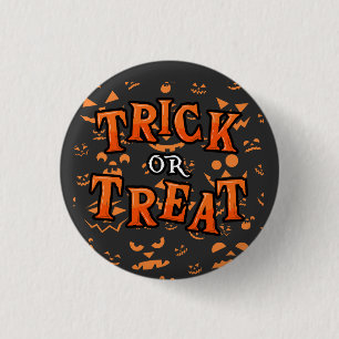 Bóton Redondo 2.54cm Botões e Pin's de Halloween 'Trick or Treat'