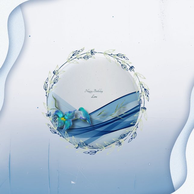 Bóton Redondo 2.54cm Botões Hummingbird e Blue wave (Criador carregado)