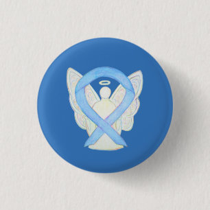 Bóton Redondo 2.54cm Botões Pin de Arte Anjo de Fita Azul-Claro Sensib