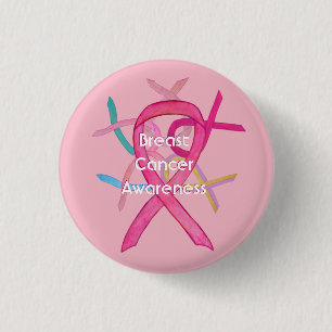 Bóton Redondo 2.54cm Botões Pin de Fita de Sensibilização Rosa do Ca