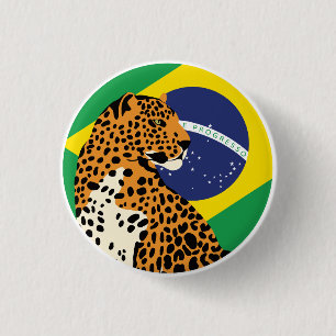 Bóton Redondo 2.54cm Brasil: Bandeira Nacional do Jaguar