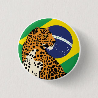 Bóton Redondo 2.54cm Brasil: Bandeira Nacional do Jaguar