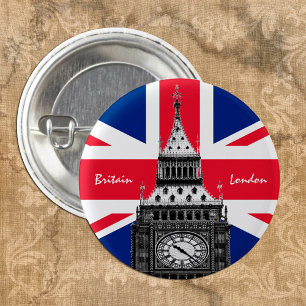 Bóton Redondo 2.54cm British Flag & Big Ben - Londres, Reino Unido/fãs