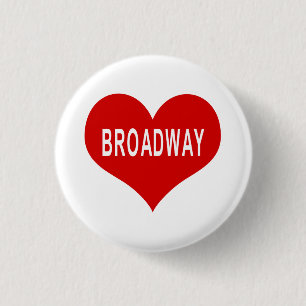 Bóton Redondo 2.54cm BROADWAY Coração Vermelho Botão de Amor