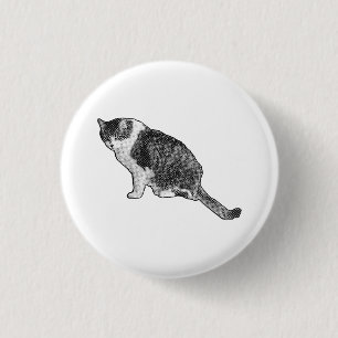 Bóton Redondo 2.54cm Broche de Gato em Meios Tons Compartilha Estilo Re