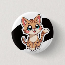 Bóton Redondo 2.54cm Broche de Gato Fofo
