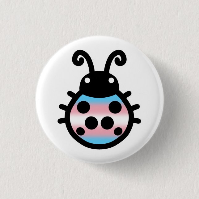 Bóton Redondo 2.54cm Broche de Joia de Ladybug Orgulho Transgênero (Frente)