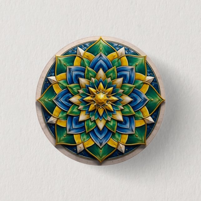 Bóton Redondo 2.54cm Broche Mandala Luxo - 01 (Frente)