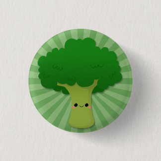 Bóton Redondo 2.54cm Brócolos de Kawaii em Starburst verde