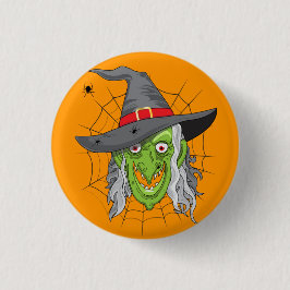 Bóton Redondo 2.54cm Bruxa Verde Halloween