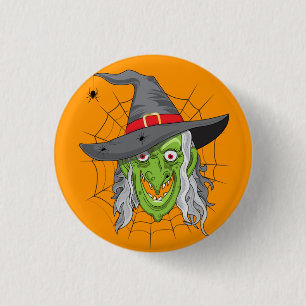 Bóton Redondo 2.54cm Bruxa Verde Halloween