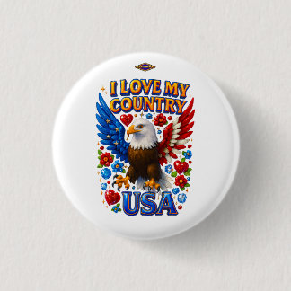 Bóton Redondo 2.54cm Button Design: I Love My Country - USA
