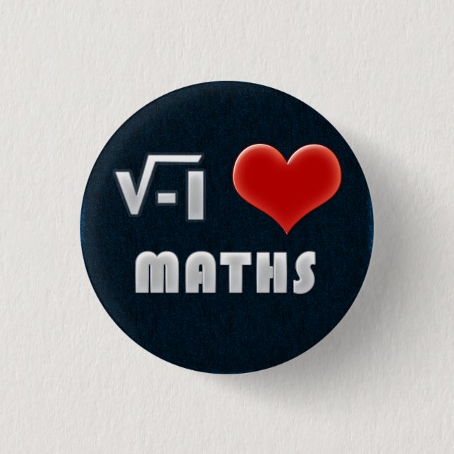 Bóton Redondo 2.54cm Button I LOVE MATHS (Frente)