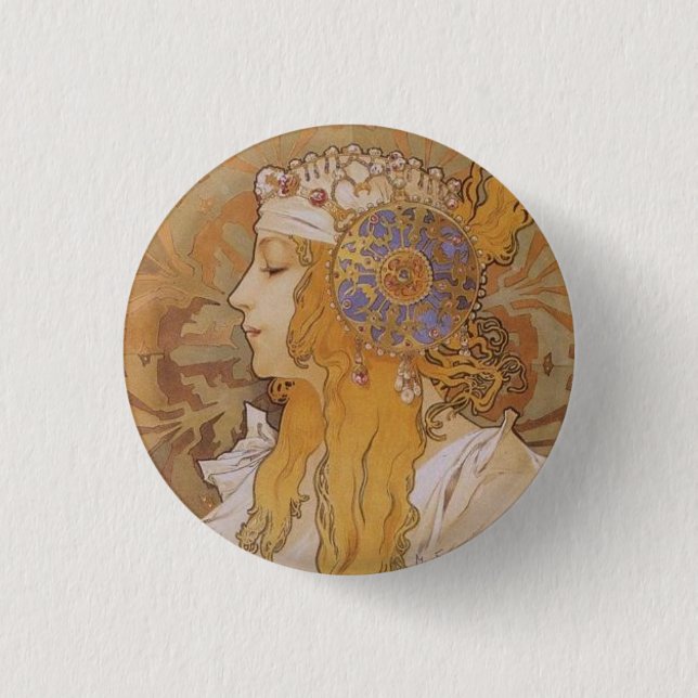 Bóton Redondo 2.54cm Byzantine Head: Blonde (Frente)