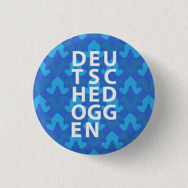 Bóton Redondo 2.54cm Cabeças de Dogue Padrão Azul (Frente)