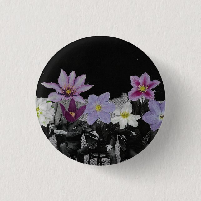 Bóton Redondo 2.54cm Cabeças de Flor no Espaço (Frente)