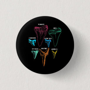 Bóton Redondo 2.54cm Caça aos dentes de tubarão - Presentes de tubar