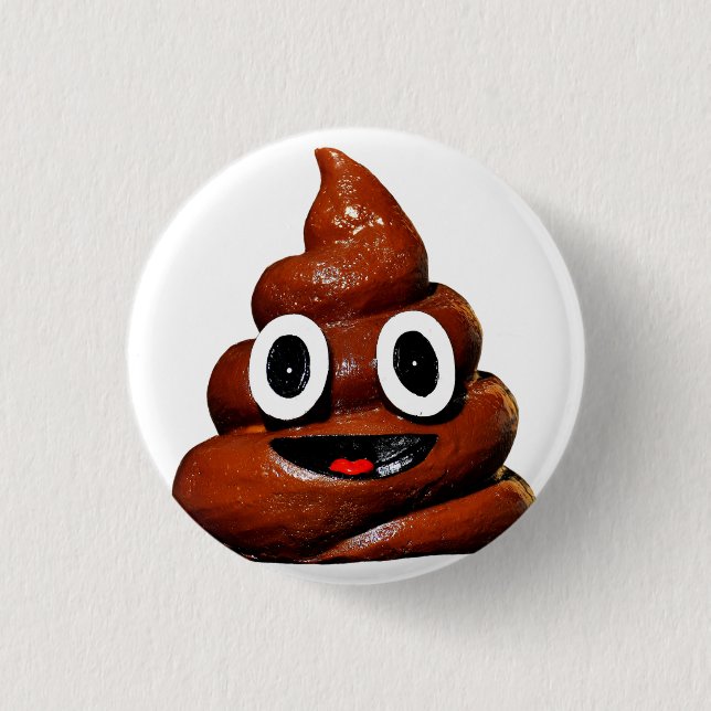 Bóton Redondo 2.54cm Caca, emoji, botão 💩 (Frente)