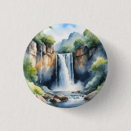 Bóton Redondo 2.54cm Cachoeira pintada à aquarela