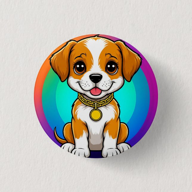 Bóton Redondo 2.54cm Cachorro de Desenho Adorável (Frente)
