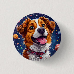 Bóton Redondo 2.54cm Cachorro de Desenho Animado Divertido com Cores Vi