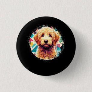 Bóton Redondo 2.54cm Cachorro de Goldendoodle de Retrato Bonito na Port