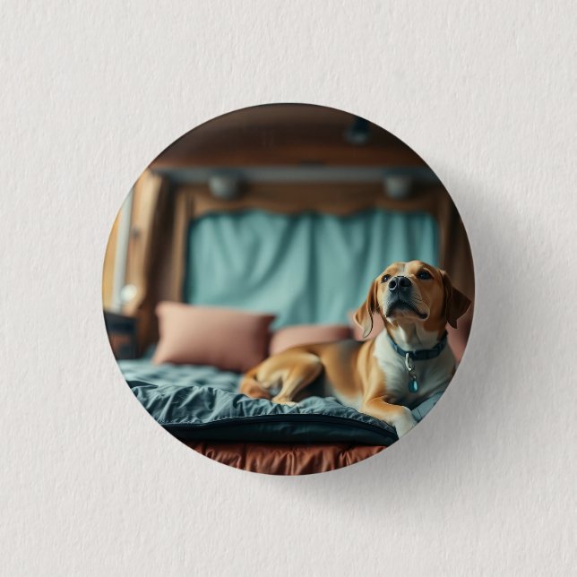 Bóton Redondo 2.54cm Cachorro na Cama (Frente)