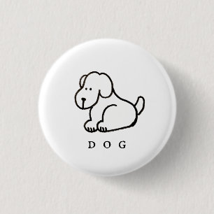 Bóton Redondo 2.54cm Cachorro Sentado Desenho Animado Engraçado