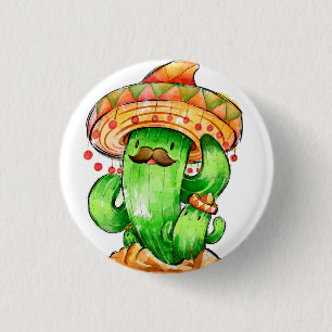 Bóton Redondo 2.54cm cacto fofo