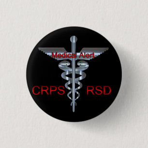 Bóton Redondo 2.54cm Caduceus alerta médico de CRPS RSD Silvear
