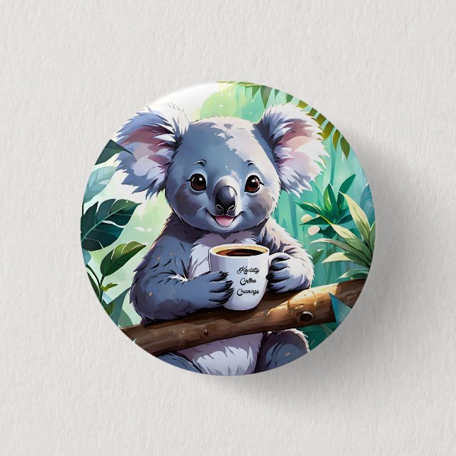 Bóton Redondo 2.54cm Café da Selva de Cozy Koala (Frente)