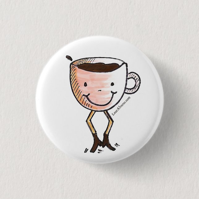 Bóton Redondo 2.54cm Café feliz (Frente)