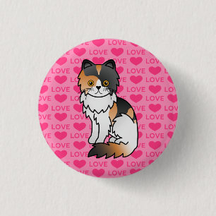 Bóton Redondo 2.54cm Calico Persian Cat Love