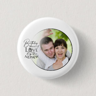 Bóton Redondo 2.54cm Caligrafia Foto Personalizada de Aniversário para
