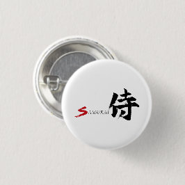 Bóton Redondo 2.54cm Caligrafia Japonesa Kanji Samurai