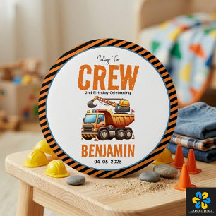 Bóton Redondo 2.54cm Caminhão de Construção Menino da Equipe de Constru