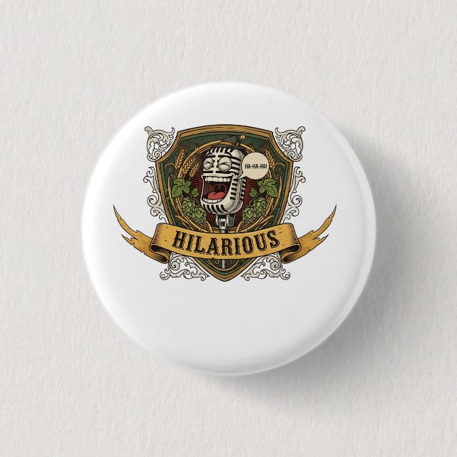 Bóton Redondo 2.54cm Camiseta de Comédia Hilária (Frente)