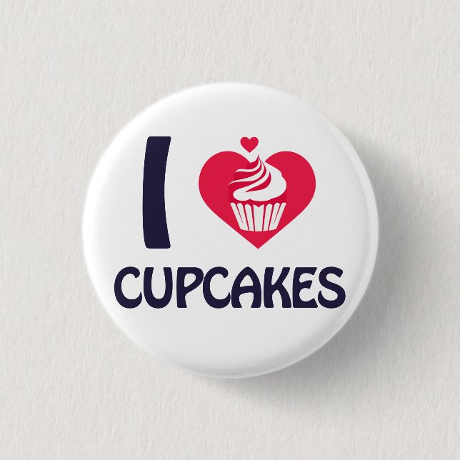 Bóton Redondo 2.54cm Camiseta Eu Amo Cupcakes (Frente)