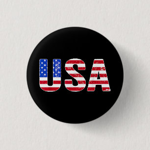 Bóton Redondo 2.54cm Camiseta EUA Bandeira Americana Patriótica Homens 