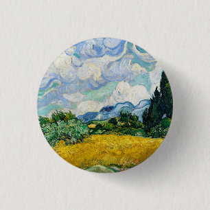 Bóton Redondo 2.54cm Campo de trigo Van Gogh com ciprestes. Impressioni